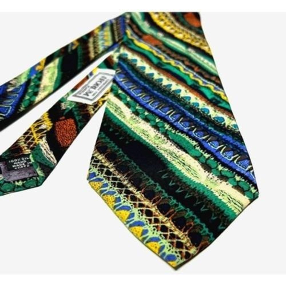 Coogie‎ Australia Men's Necktie Vintage Silk Vibrant Retro Sweater Pattern 90s